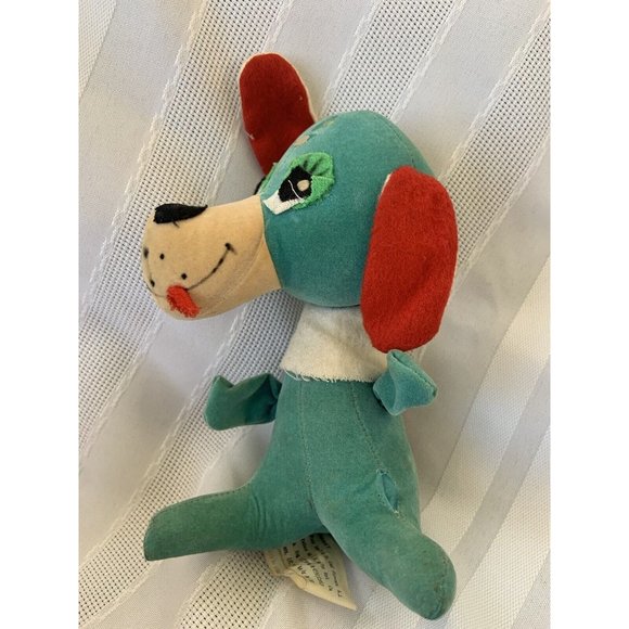 ⭐️Russ Berrie 1972 ⭐️Blue Hound Dog Velvet Plush Stuffed Animal  Vtg Rare!! - Picture 9 of 9